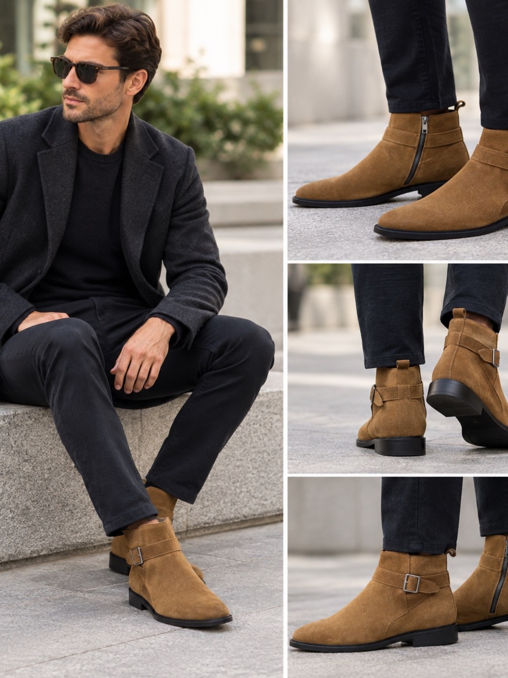 Men’s Banana Republic Tan Suede Chukka Boots with Side Zip Size 8M